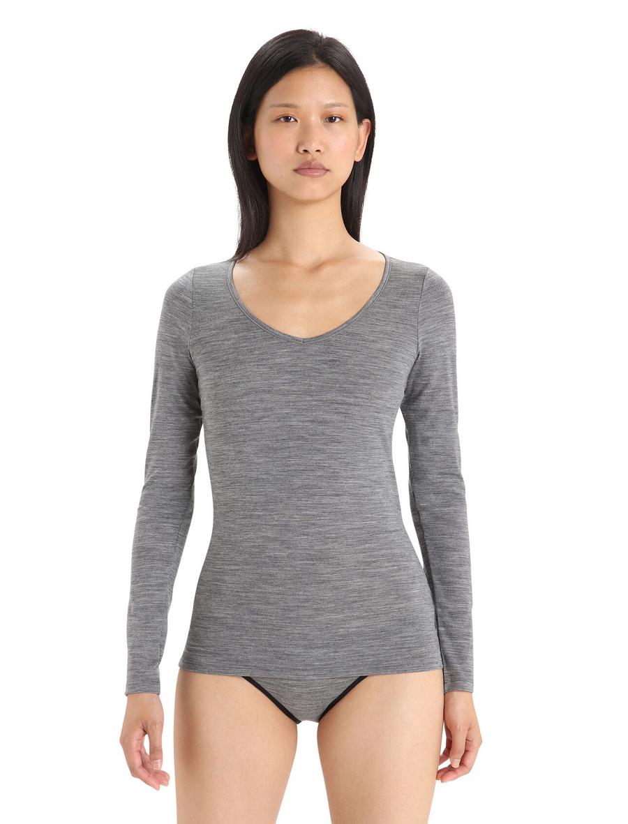 Bielizny Icebreaker Merino Siren Long Sleeve Sweetheart Top Damskie Szare | PL 1257UZGT